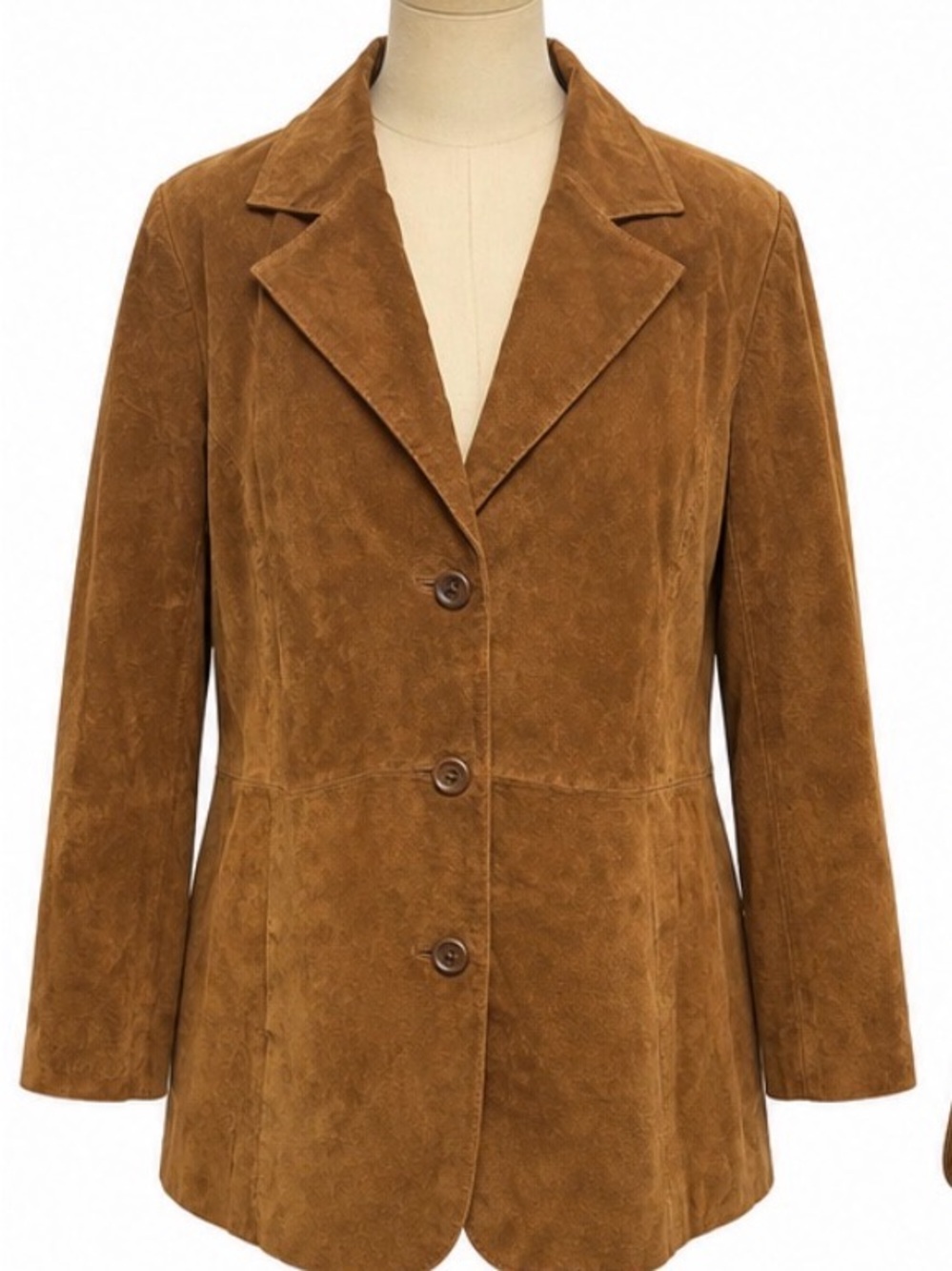 Jessica London Genuine Suede Leather Blazer Jacket Brown Size 28 Plus